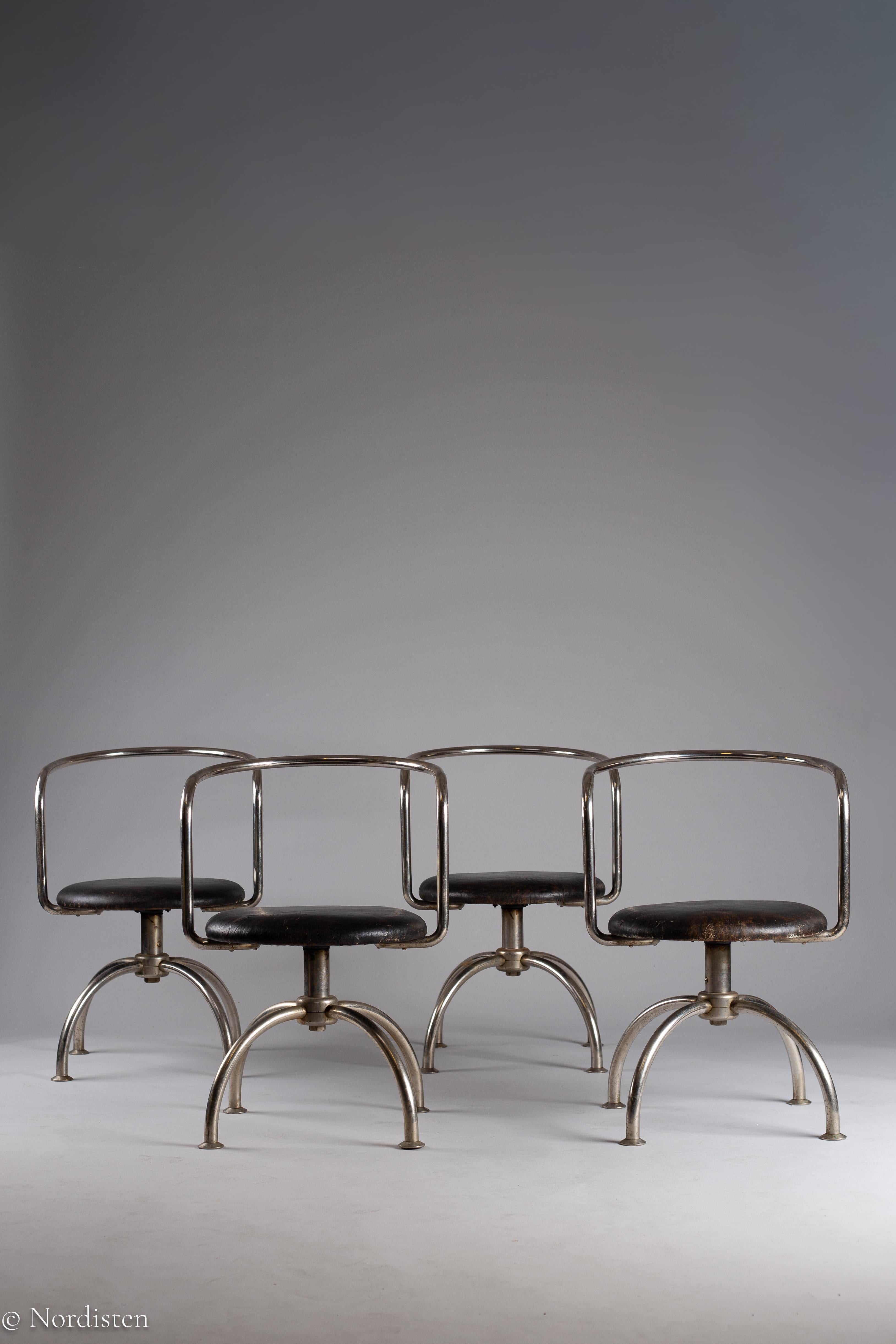 Pauli Blomstedt, ensemble de rares chaises en acier tubulaire des années 1930, Merivaara, Finlande Bon état - En vente à Turku, Varsinais-Suomi