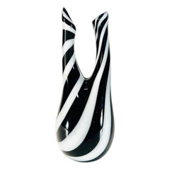 PAULI&C Vase aus schwarzem und weißem Murano-Glas, ca. 1990