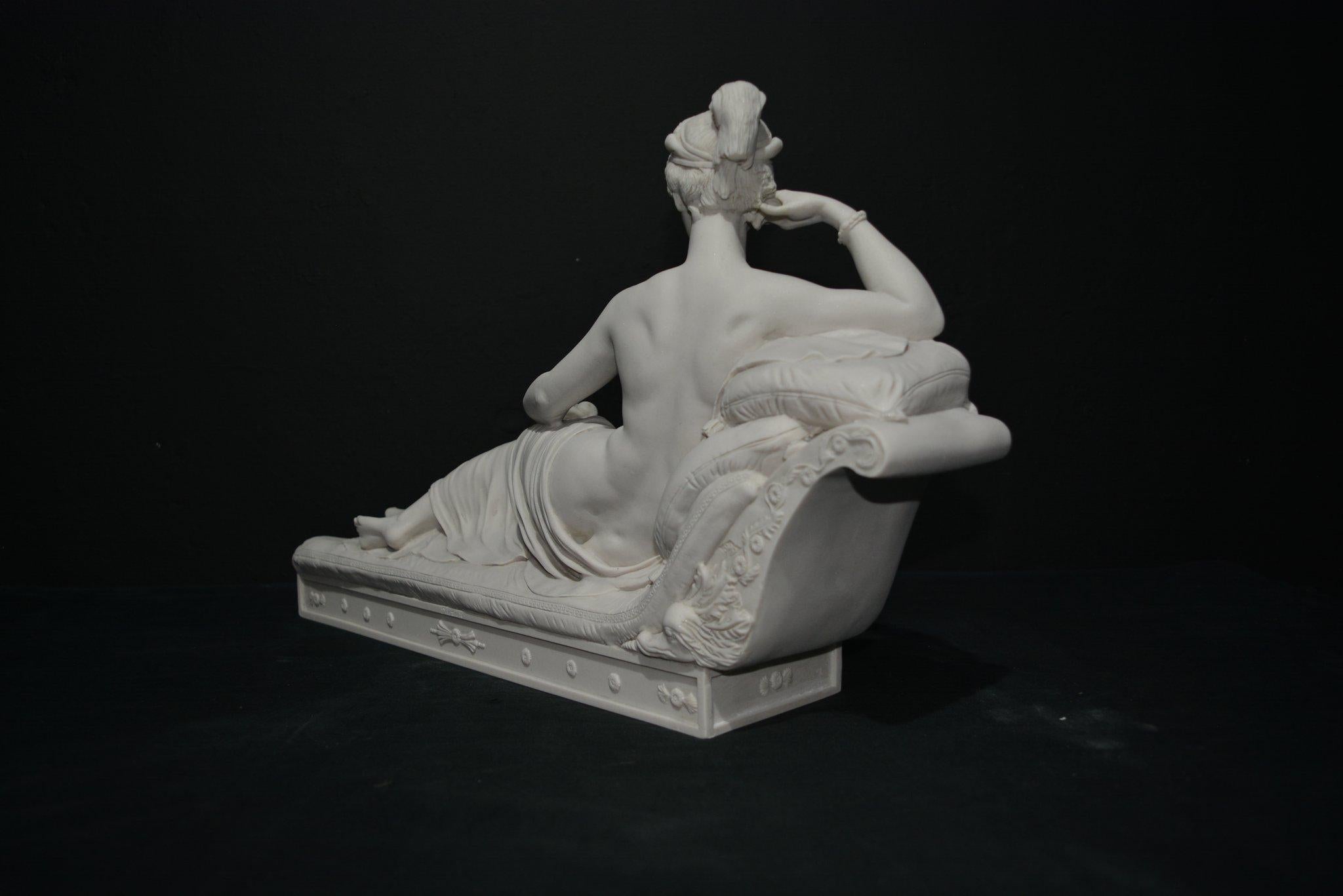 British Paulina Borghese Marble Sculpture, 20th Century For Sale