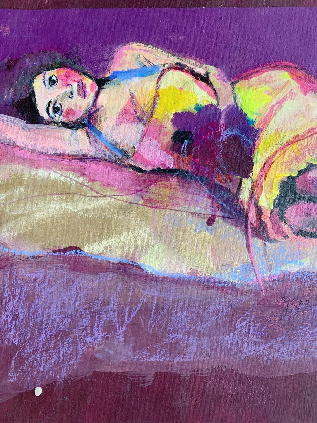 A girl. Female portrait, Figurative painting, Mixed media, Polish artist - Other Art Style Painting by Paulina Maksjan