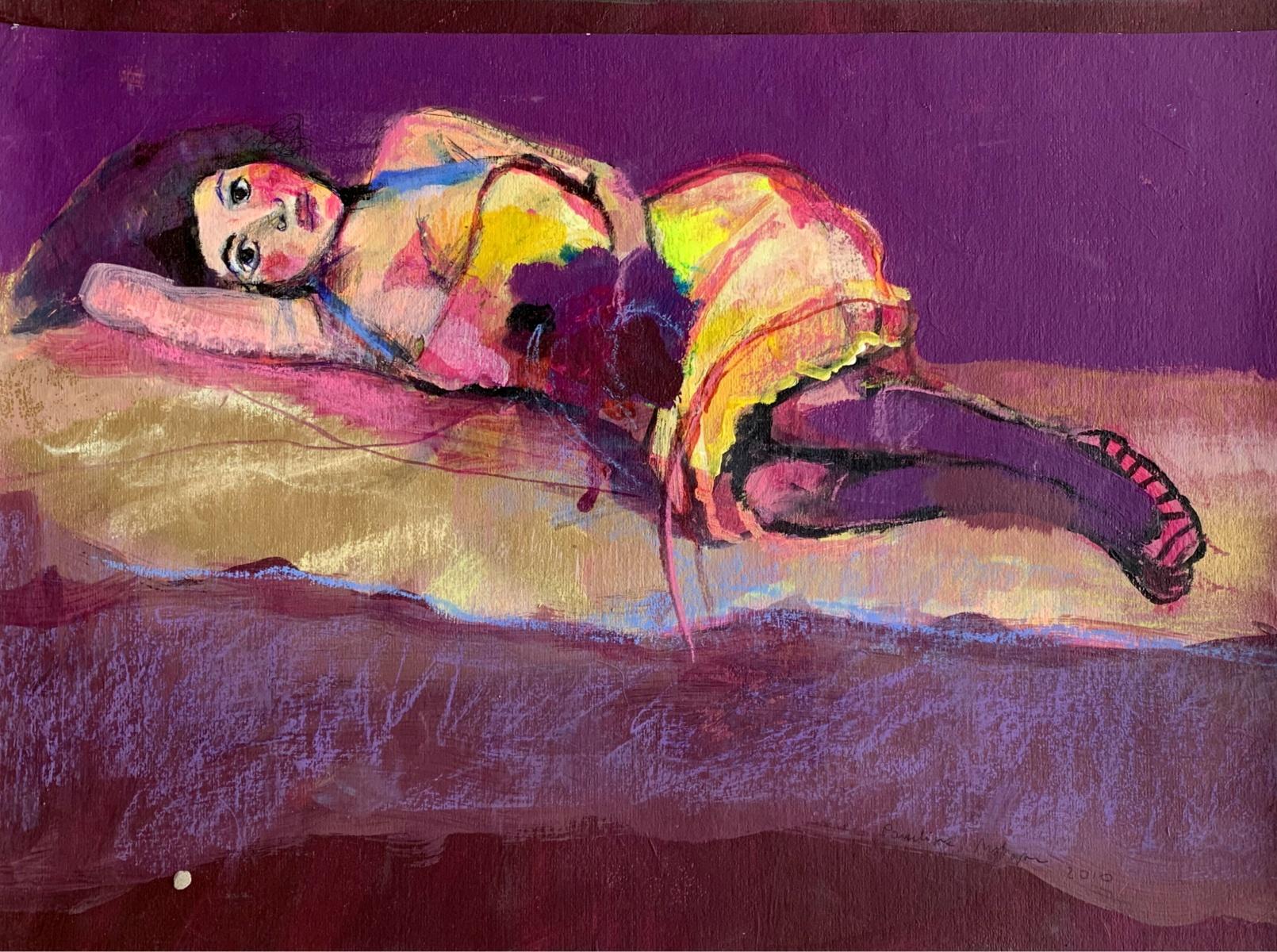 Una ragazza. Ritratto femminile, Pittura figurativa, Tecnica mista, Artista polacco