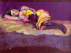 Una chica. Retrato femenino, Pintura figurativa, Técnica mixta, Artista polaco