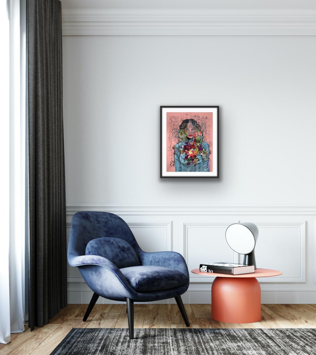 Un corazón - Siglo XXI, Pintura acrílica figurativa, Retrato femenino en venta 1