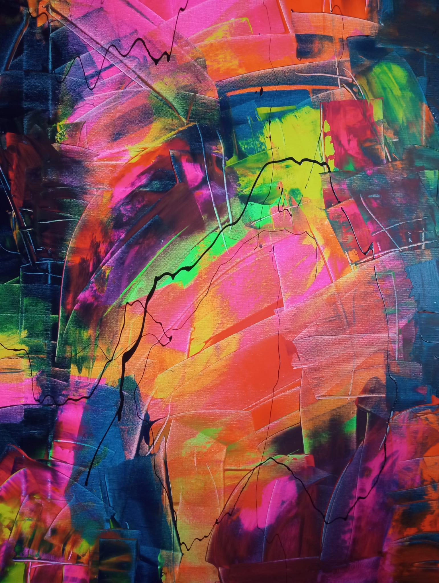 Freedom - Black Abstract Painting by Paulina Robotecka