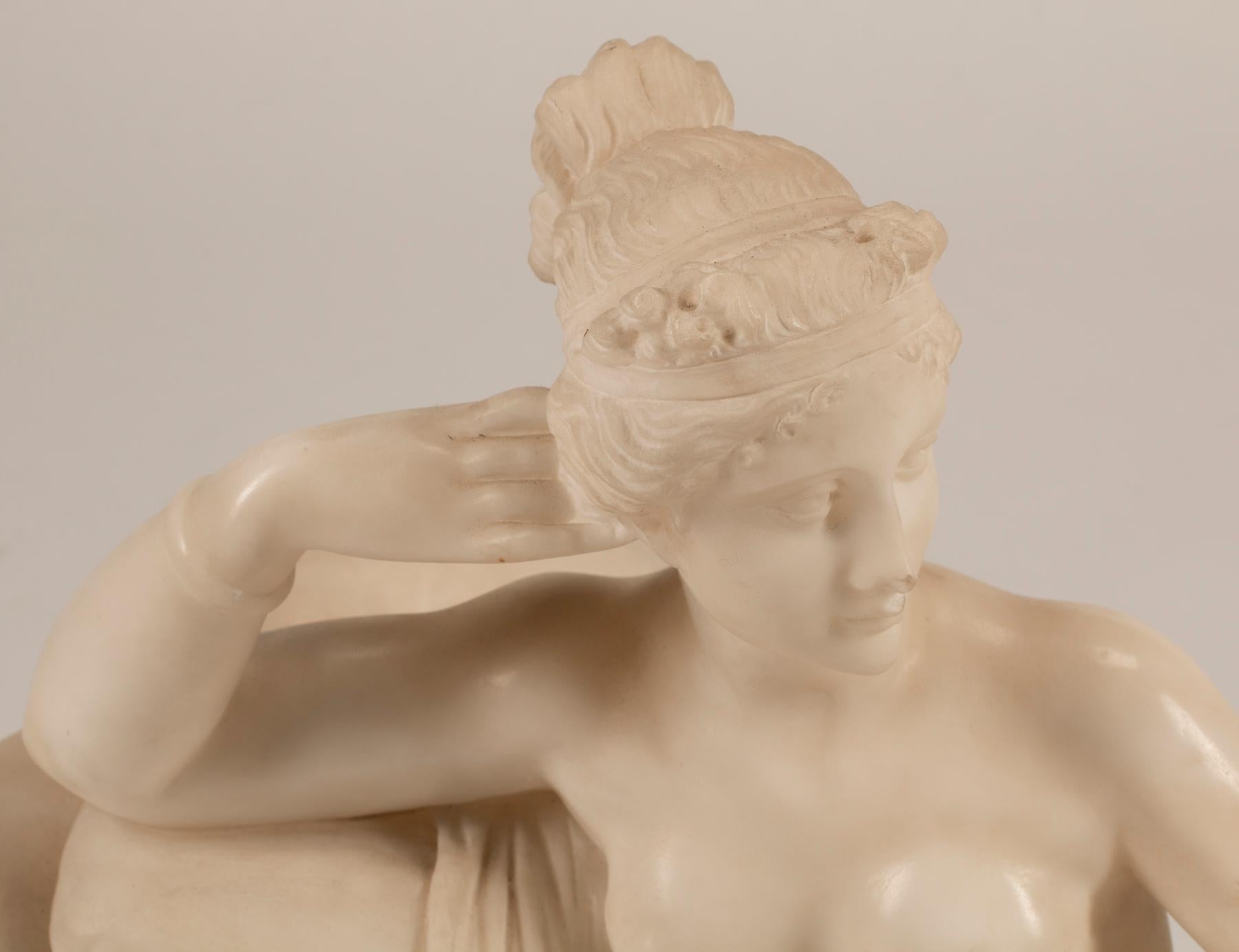 Pauline Bonaparte als Venus Victrix Alabaster-Skulptur nach Antonio Canova (Neoklassisch) im Angebot