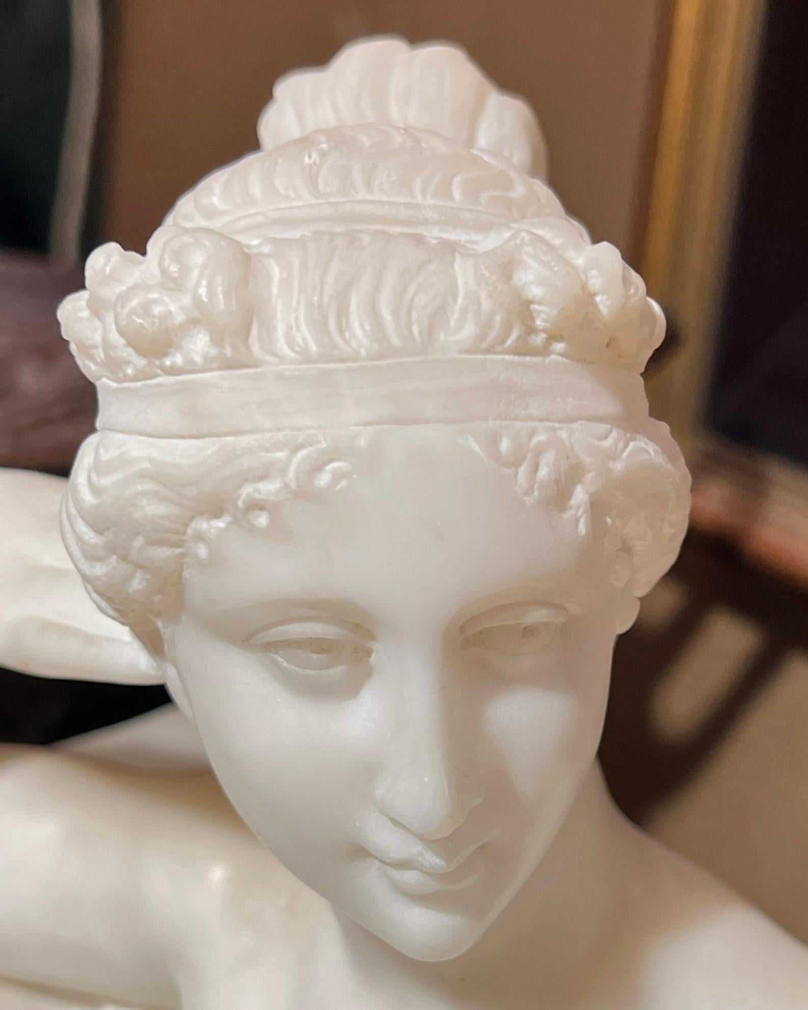 Italian Pauline Bonaparte as Venus Victrix Alabaster Sculpture After Antonio Canova For Sale
