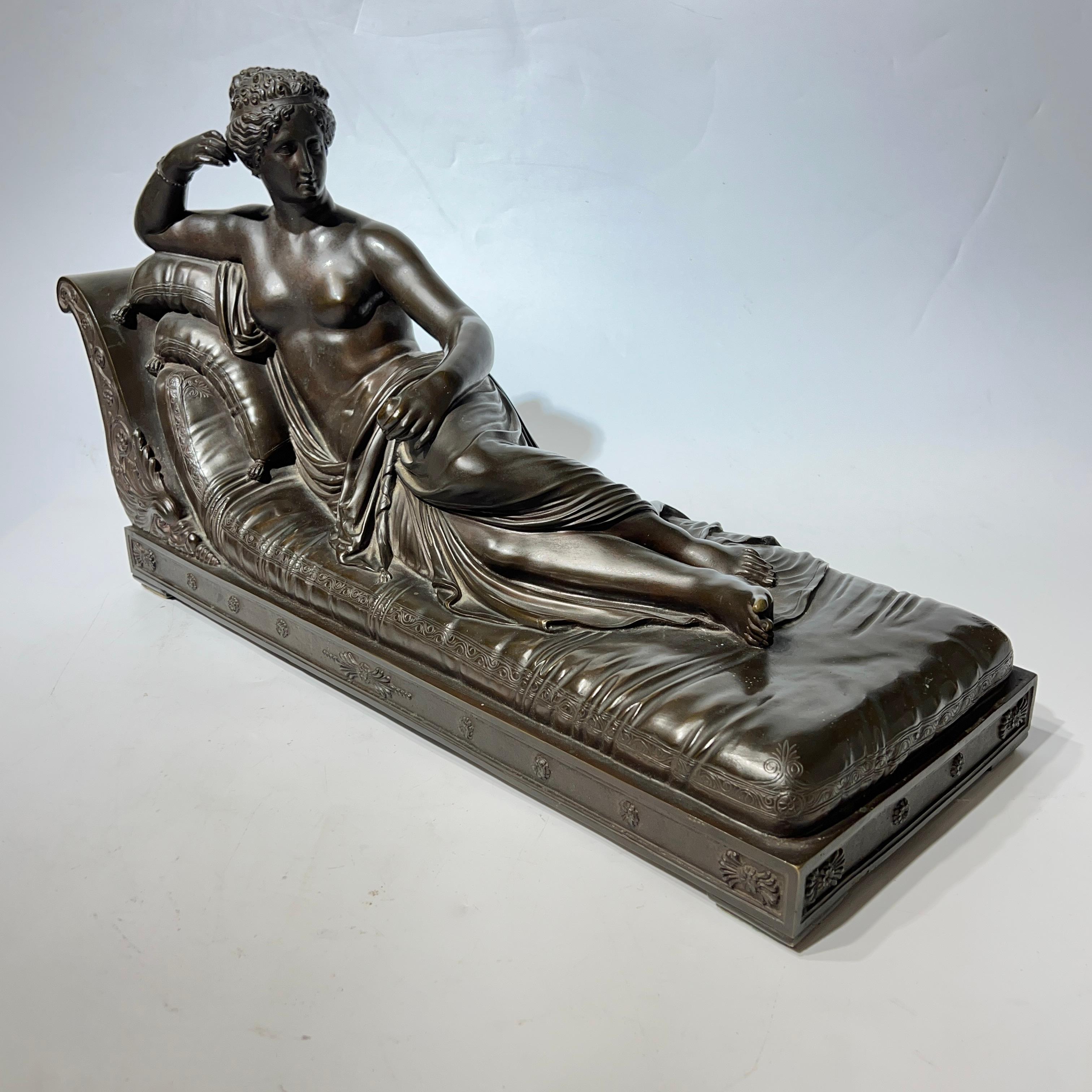 Empire Pauline Bonaparte en bronze représentant Vénus Victrix d'après Antonio Canova en vente