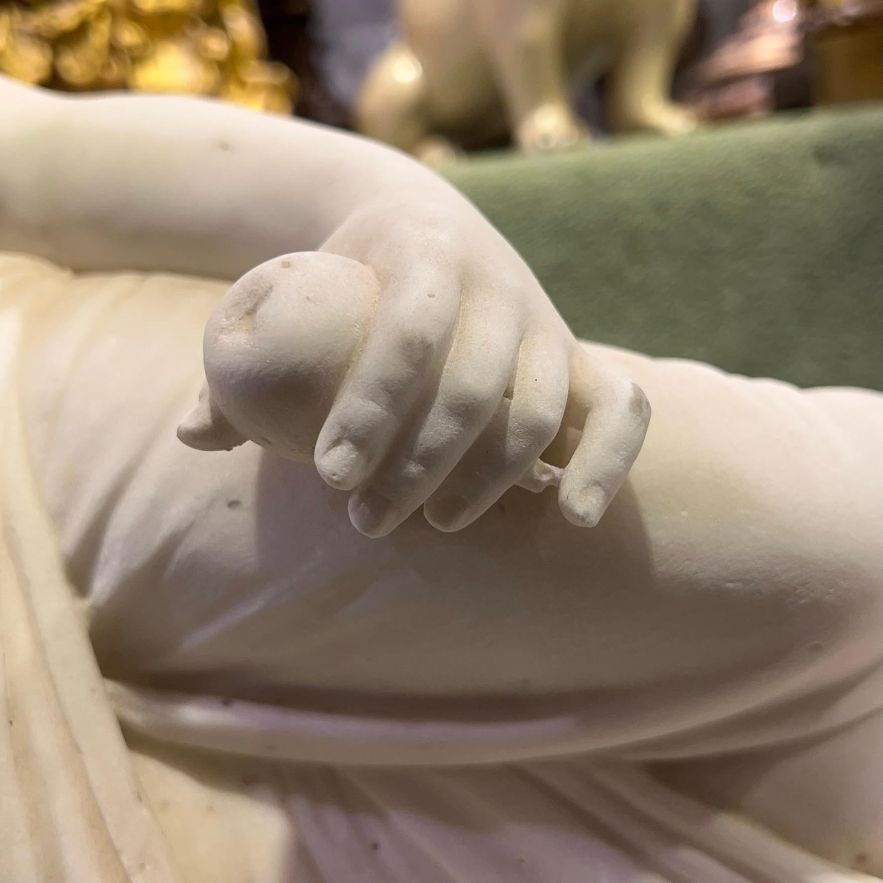 Pauline Bonaparte as Venus Victrix Marble Sculpture After Antonio Canova For Sale 7