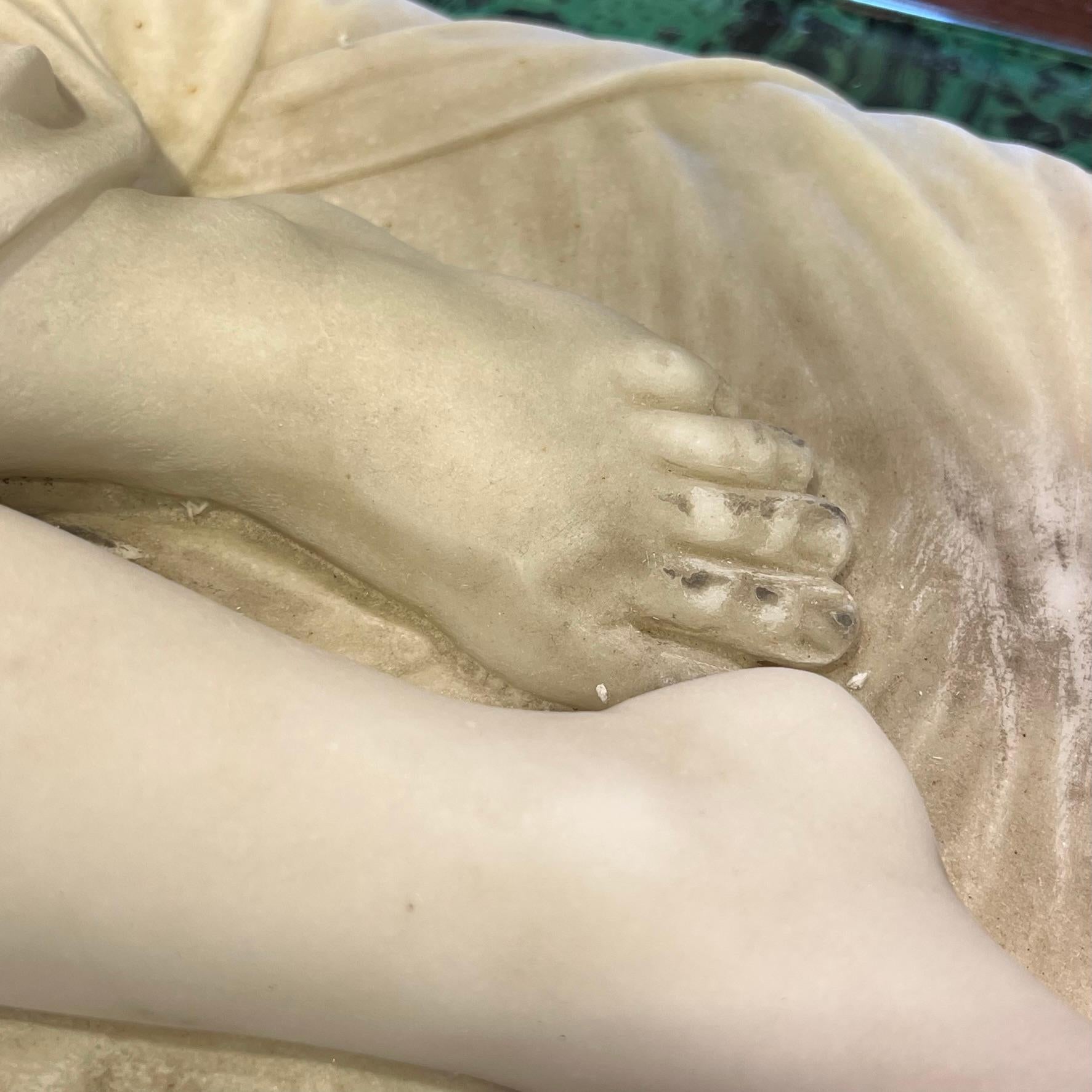 Hand-Carved Pauline Bonaparte as Venus Victrix Marble Sculpture After Antonio Canova For Sale