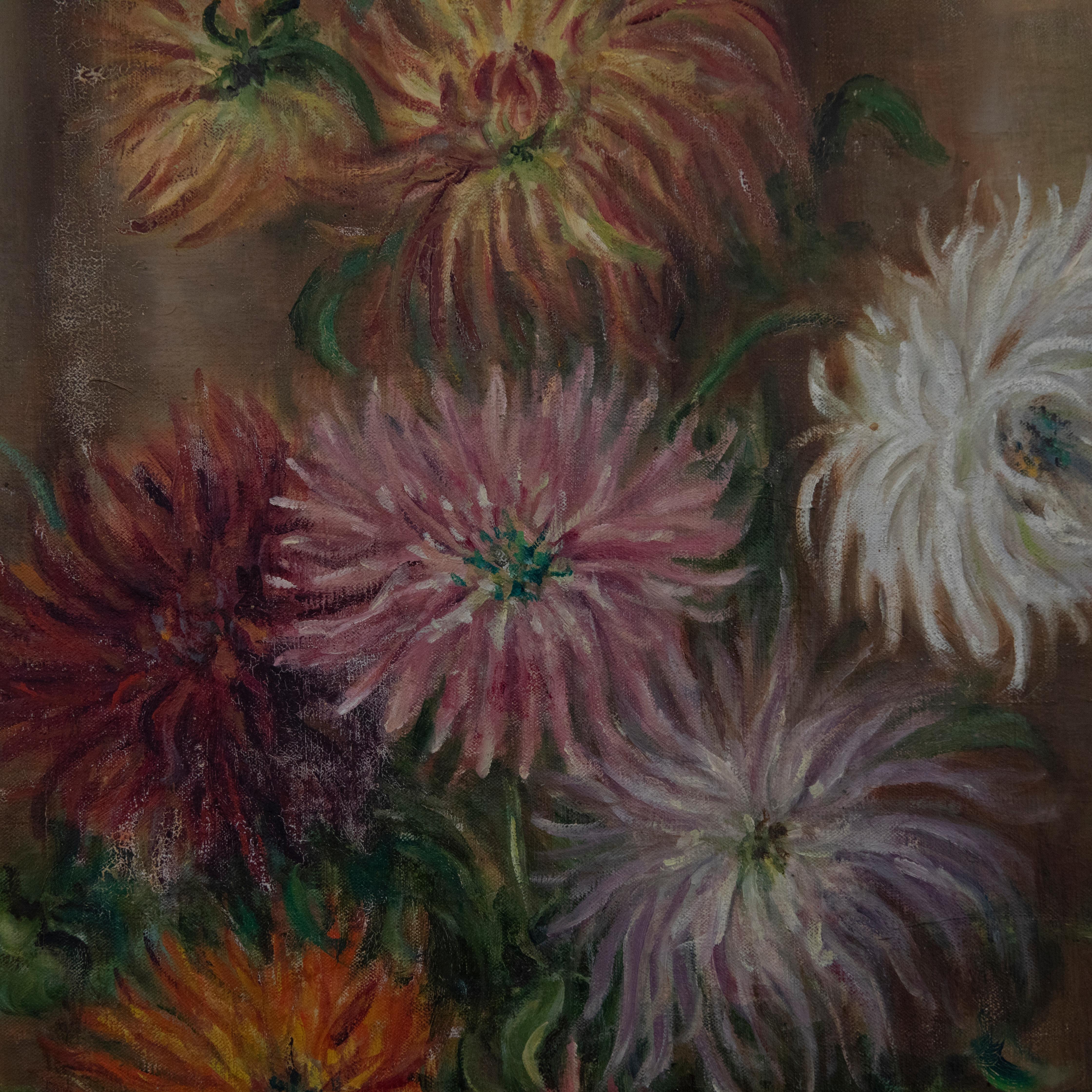 Pauline Boumphrey (1886-1959) - Olio del 1954, Dalia vibrante 3