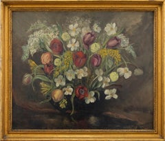 Pauline Boumphrey (1886-1959) – Gerahmtes Ölgemälde, Frühlingsblumen, Mitte des 20. Jahrhunderts
