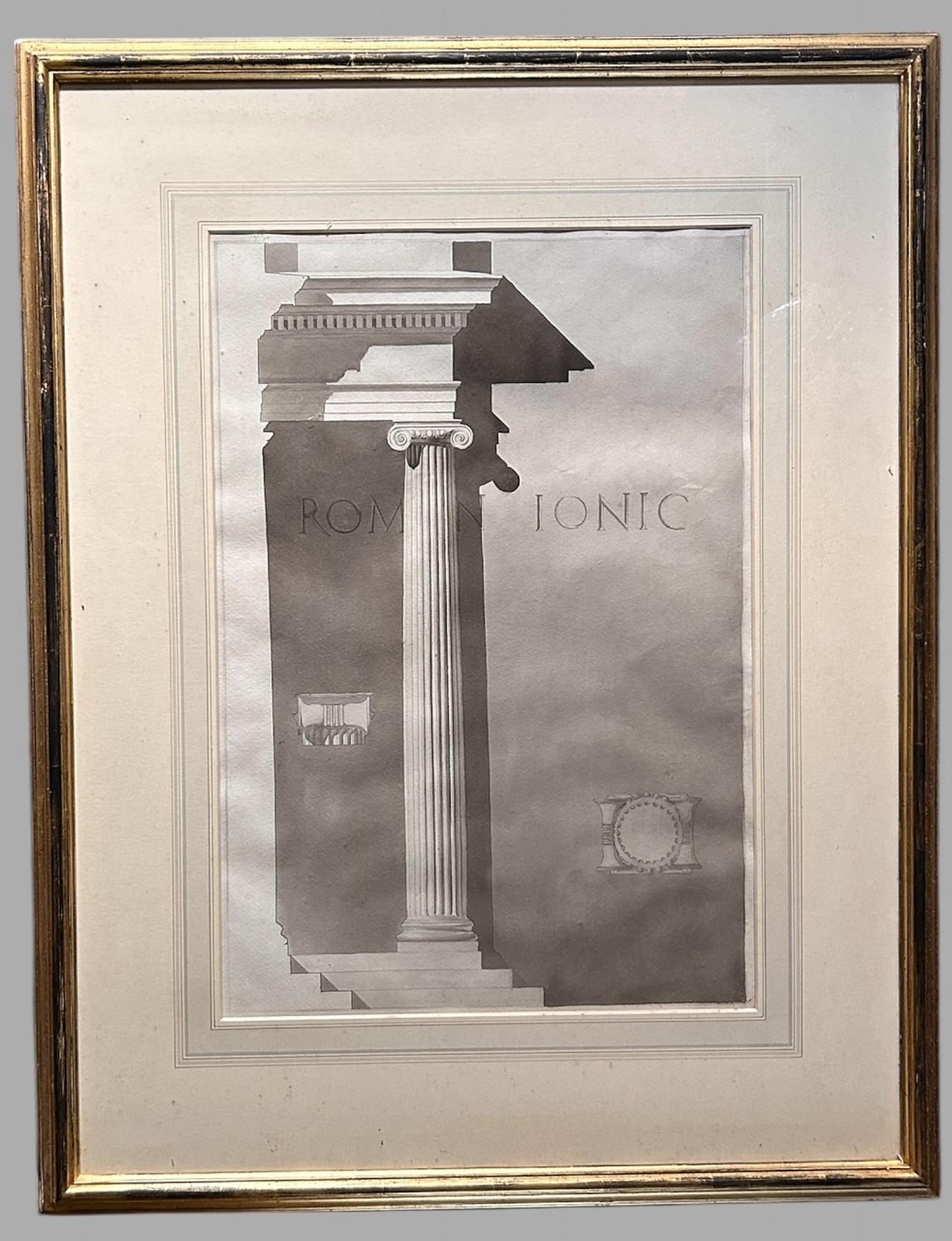 Inizio XX secolo Pauline Chamberlain - Sei grandi disegni architettonici incorniciati - Firmato Penna, inchiostro in vendita