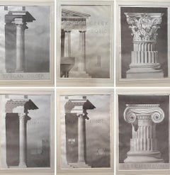 Pauline Chamberlain - Six grands dessins architecturaux encadrés - Signé Pen, encre
