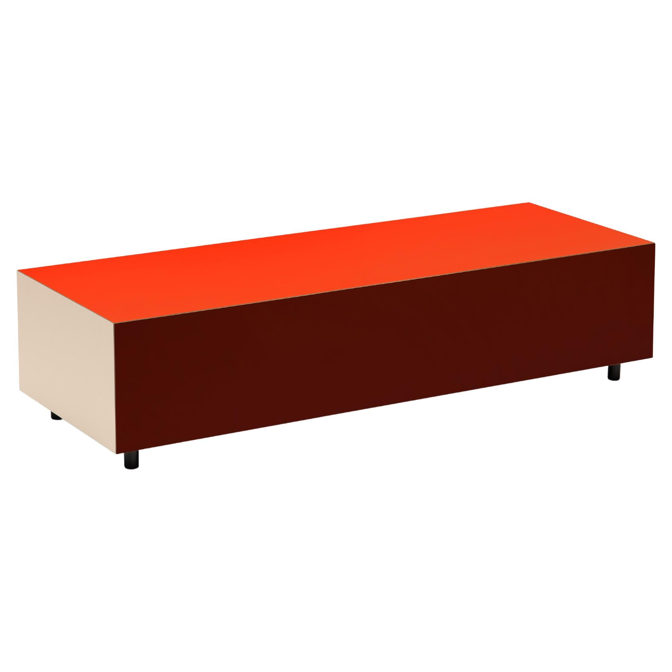 Pauline Deltour Long 
Bloc
 Birch Table in Bright Red for Established 
Sons
