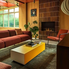 Pauline Deltour Langer 'Bloc' Tisch aus Birke in Zinkgelb für Established & Sons