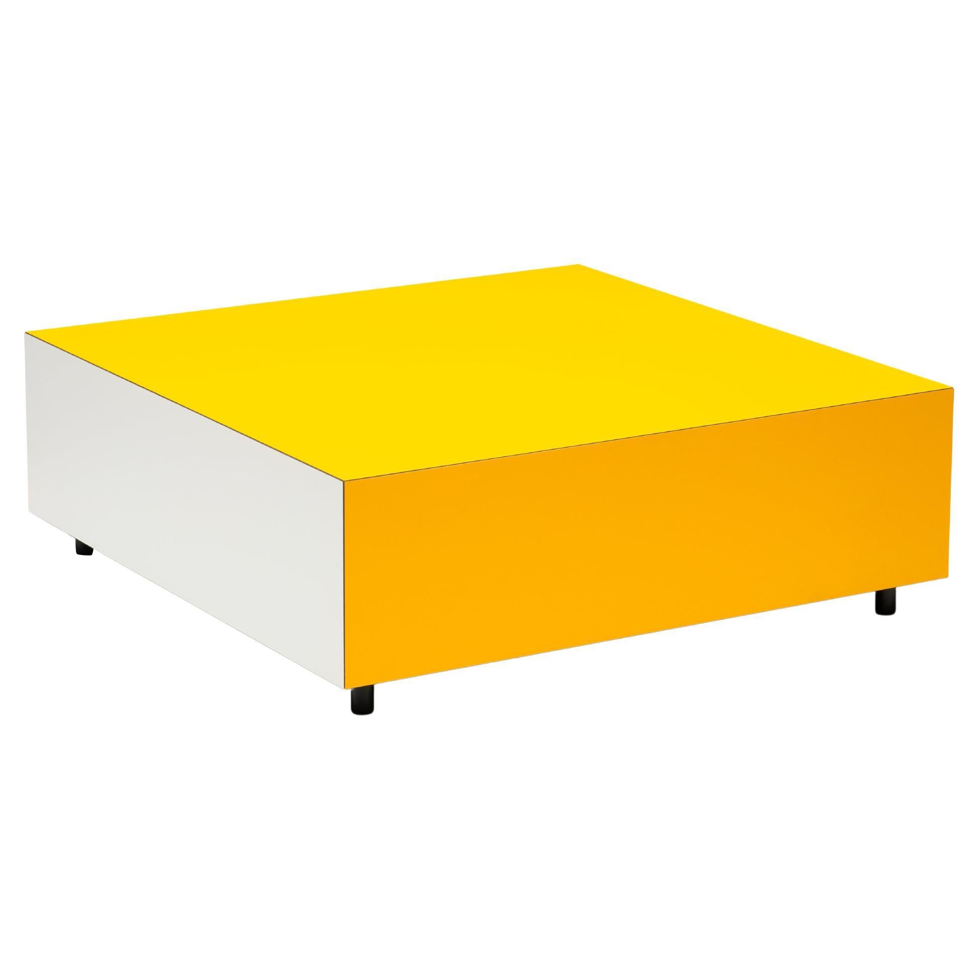 Pauline Deltour Square 'Bloc' Birch Table in Zinc Yellow for Established & Sons For Sale