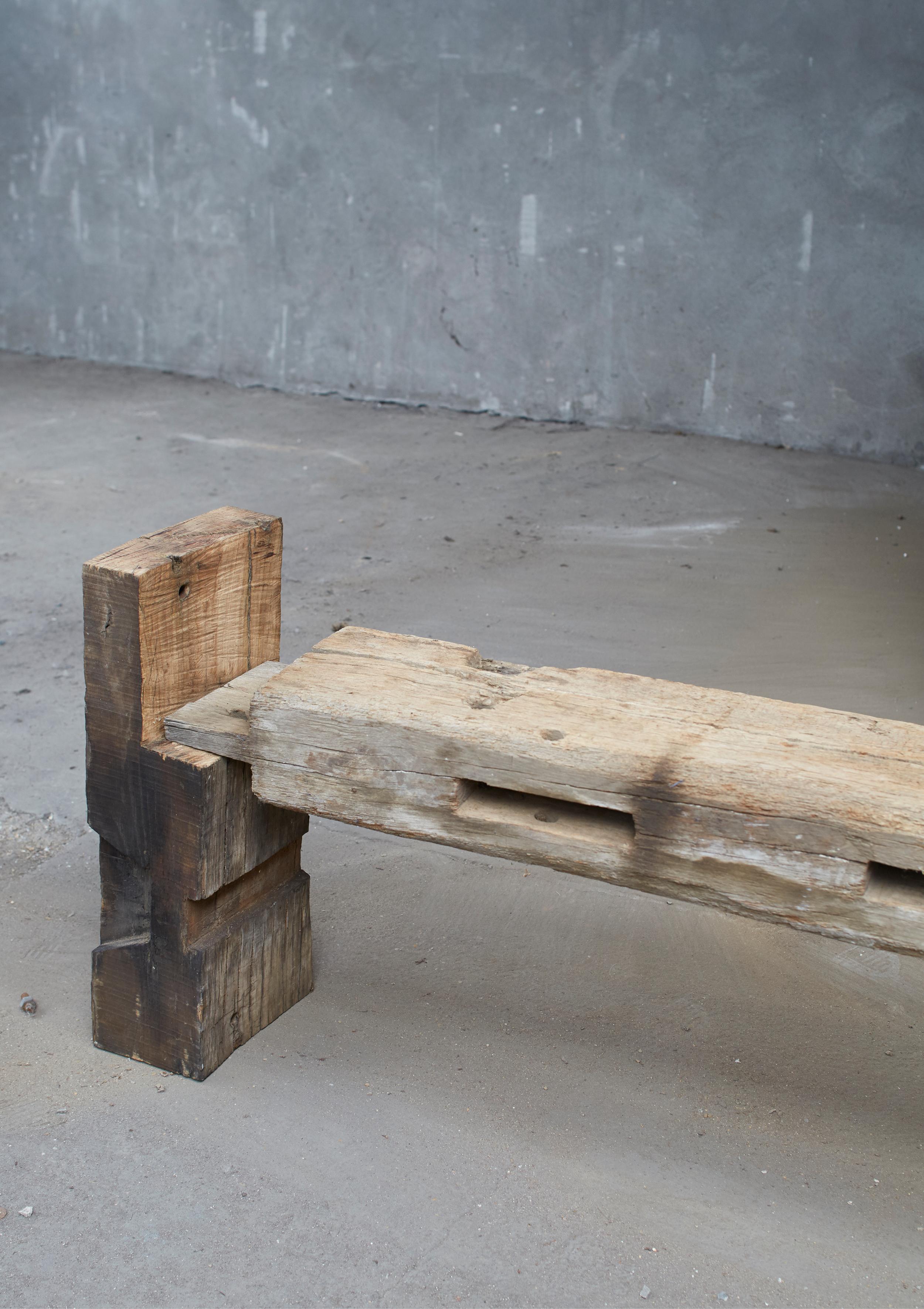 Contemporary Pauline Esparon Wood Bench For Sale