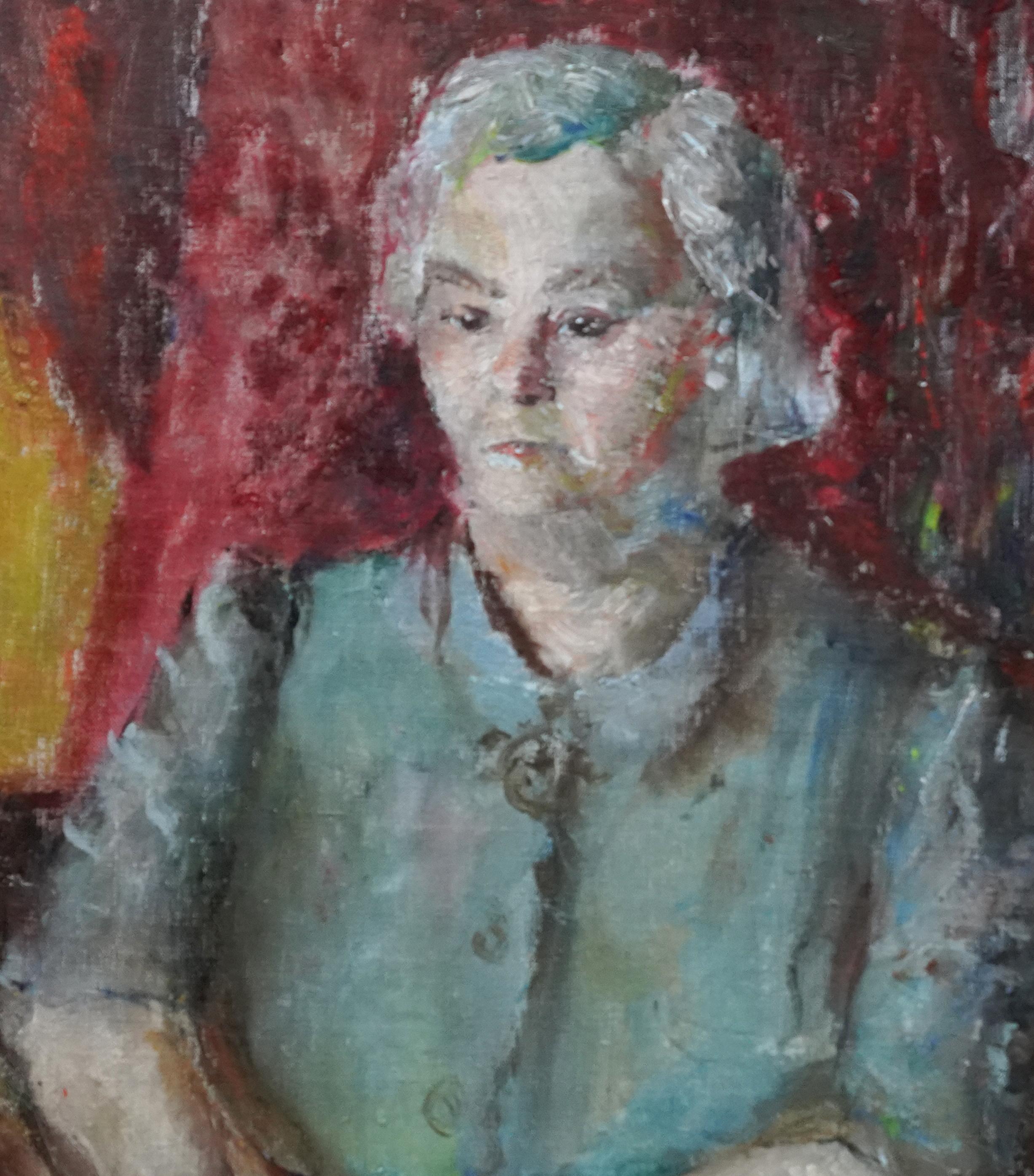 Ritratto di signora - Quadro ad olio d'arte britannico post impressionista ex anni '50 - Painting Postimpressionismo di Pauline Glass