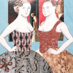 "Victorian Soiree, " Mixed Media Tile, 2007