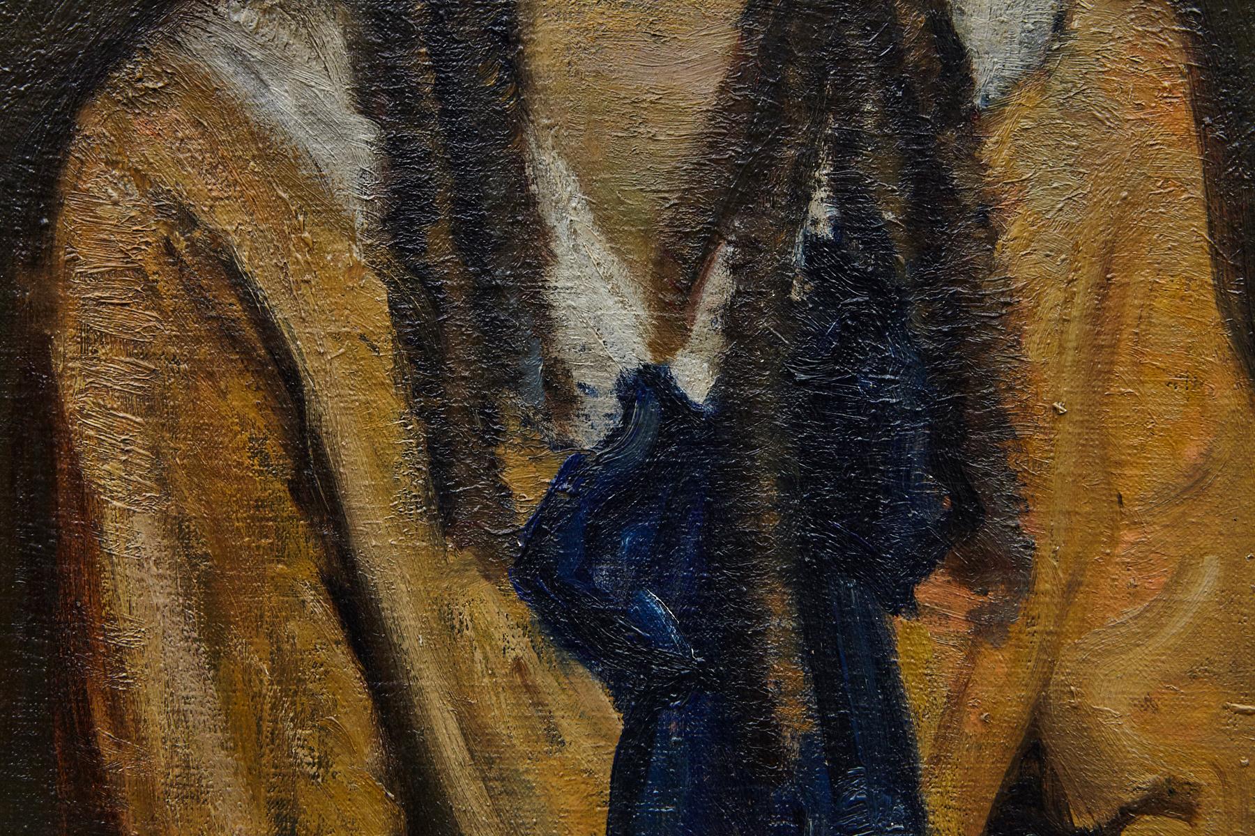 Pauline McKay, Young Girl with Navy Bow, Oil on Canvas For Sale 1