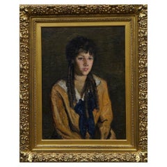 Pauline McKay, Young Girl with Navy Bow, Oil on Canvas