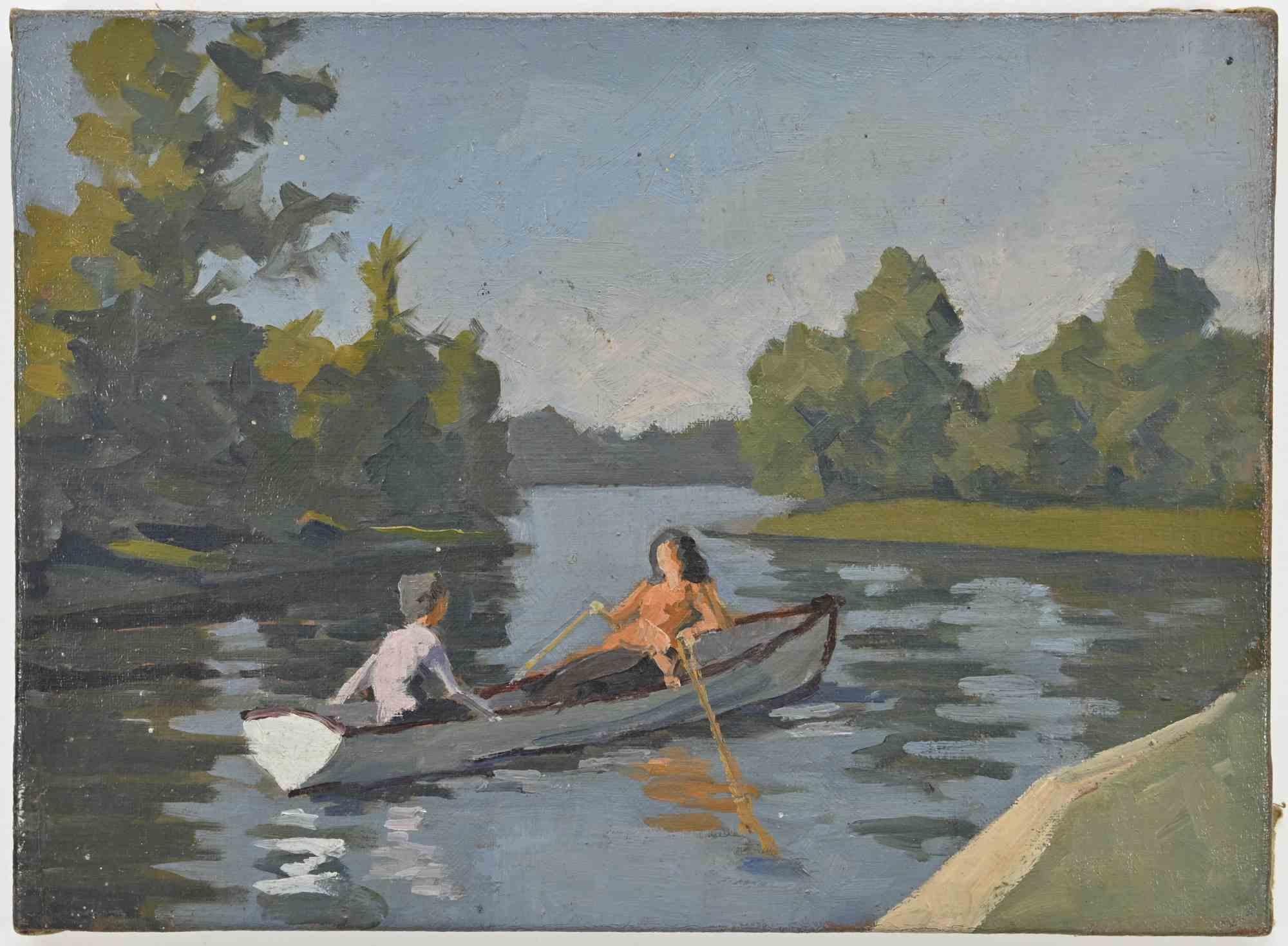 Trip to the lake ist ein modernes Kunstwerk, das von der französischen Malerin Pauline Minartz realisiert wurde.

Gemischte farbige Ölmalerei auf Papier.