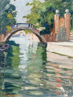 "Canal in Venice, Italy" Pauline Palmer, Female American Impressionist Landscape