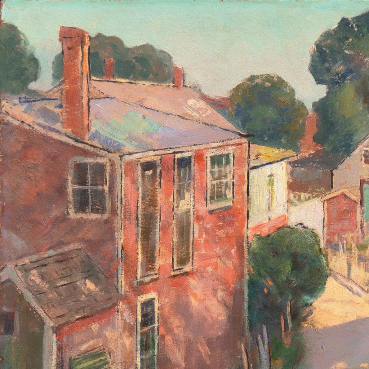 Signed lower left, 'Pauline Palmer' (American, 1867-1938) and painted circa 1915, two years after the artist's first solo exhibition at the Art Institute of Chicago. 
Exhibited: Chicago Galleries Association and titled, 'Sunny Yards' (attached,