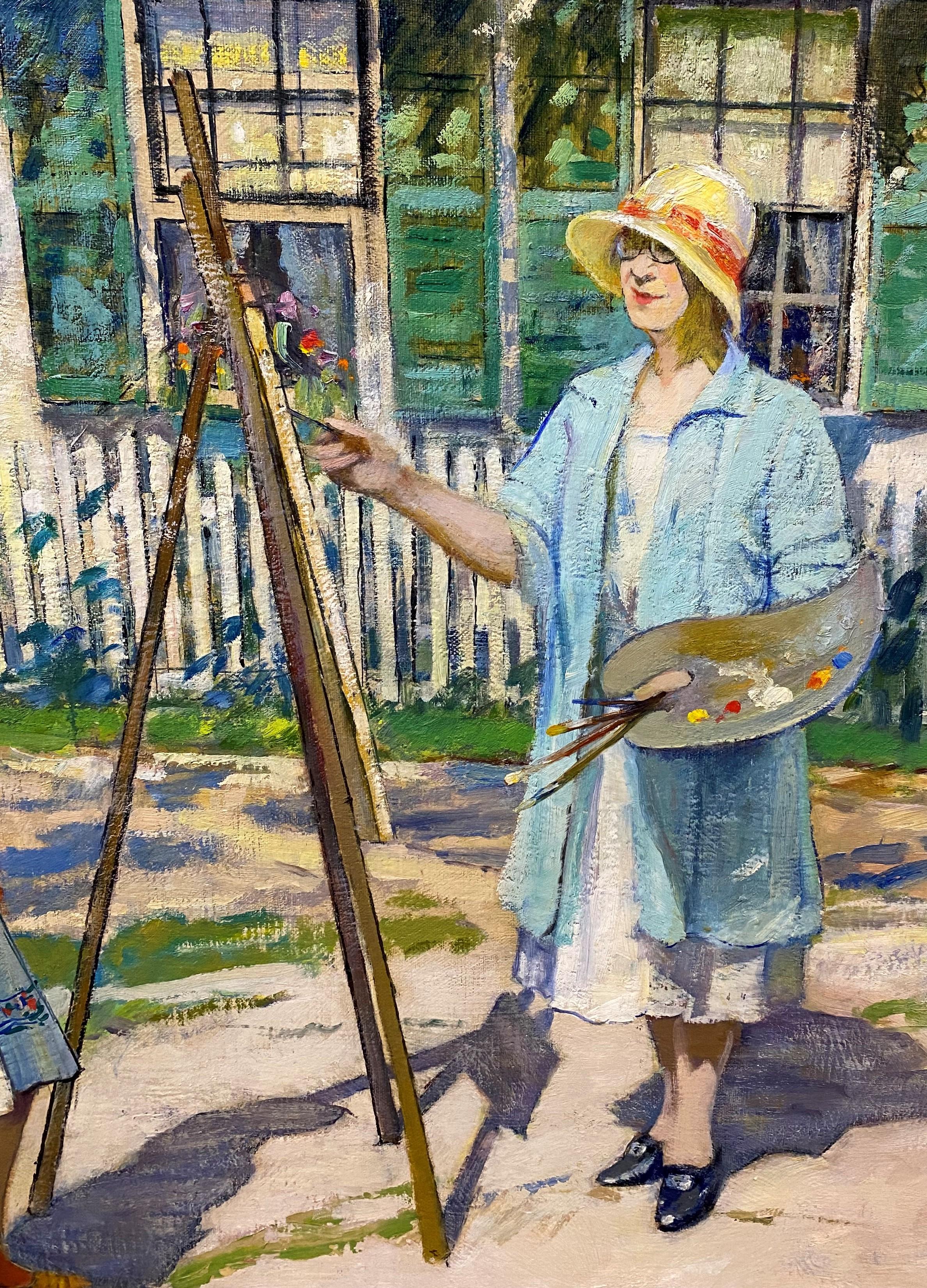 A wonderful large self portrait of the artist with a Russian model by American artist Pauline Lennards Palmer (1867-1938). Born in McHenry, Illinois, Palmer studied at the Art Institute of Chicago between 1893 and 1898, including a one-month session