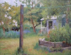 ORIGINAL ANGLAIS peinture à l'huile post impressionniste SCENE DE JARDIN PAR Pauline Plummer