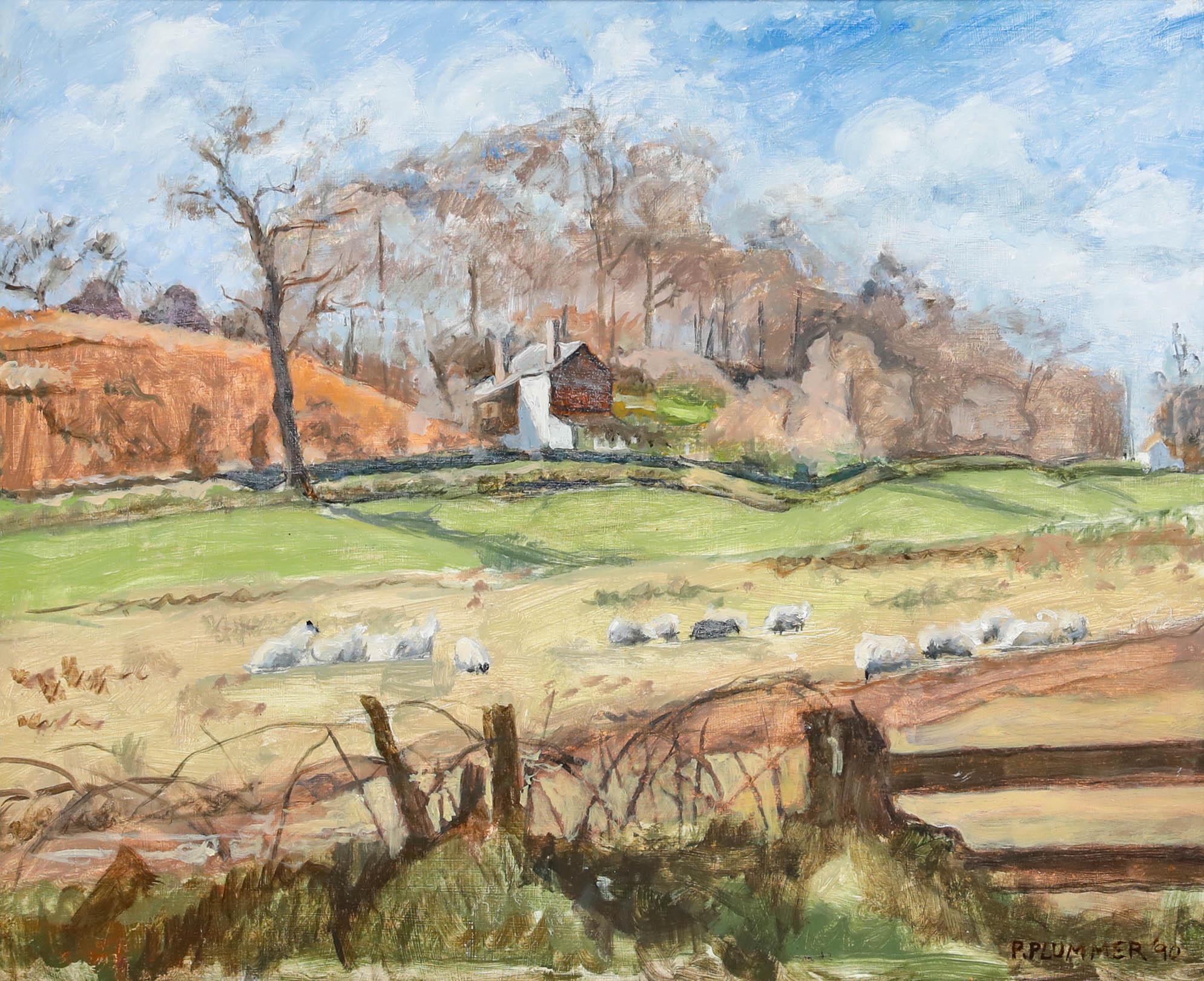 Pauline Plummer (geb. 1933) - 1990 Öl, The Cottage, Honing Common, North Walsham im Angebot 1