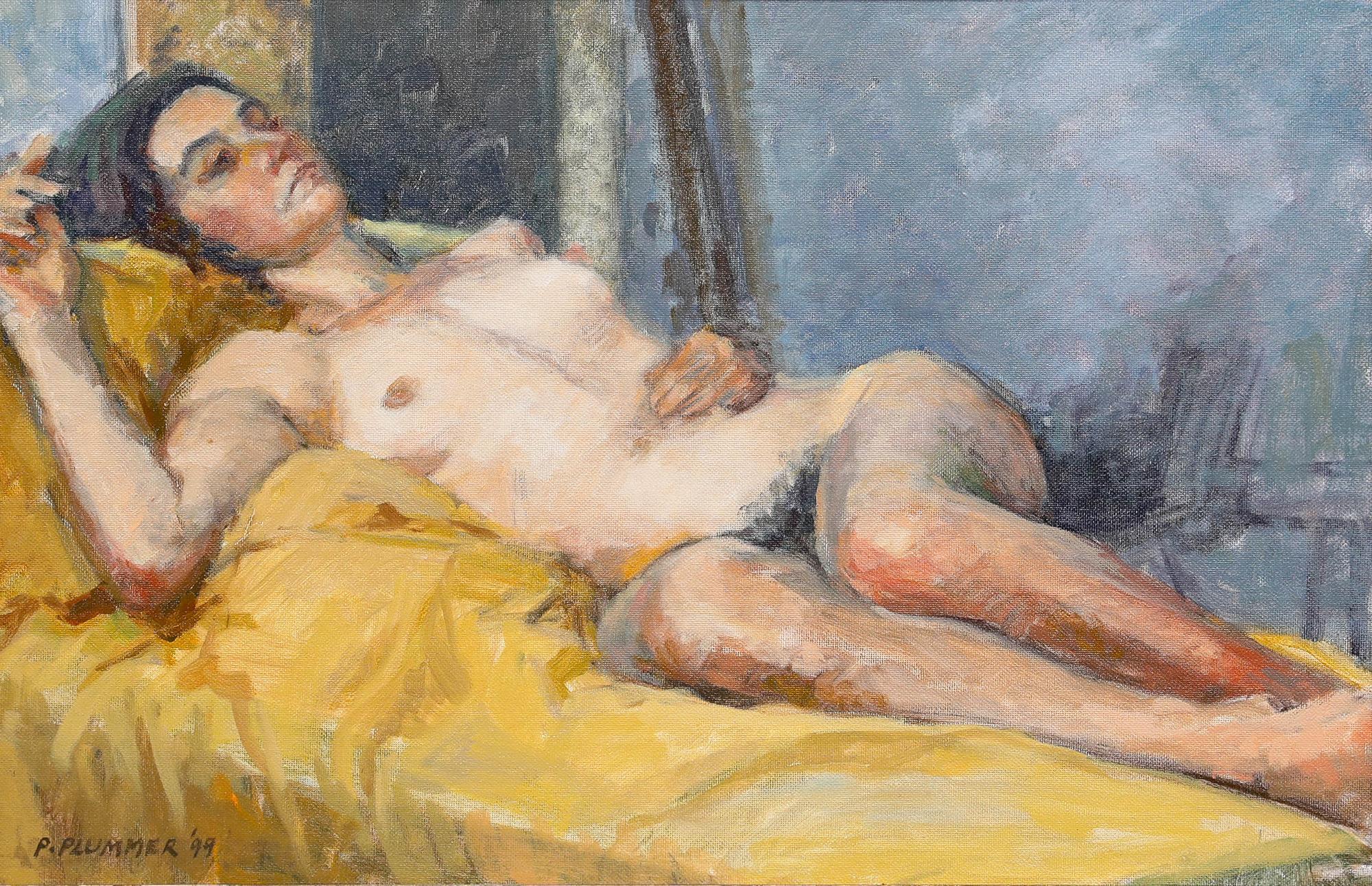 Pauline Plummer (geb. 1933) - 1999 Öl, Liegender Akt im Angebot 1