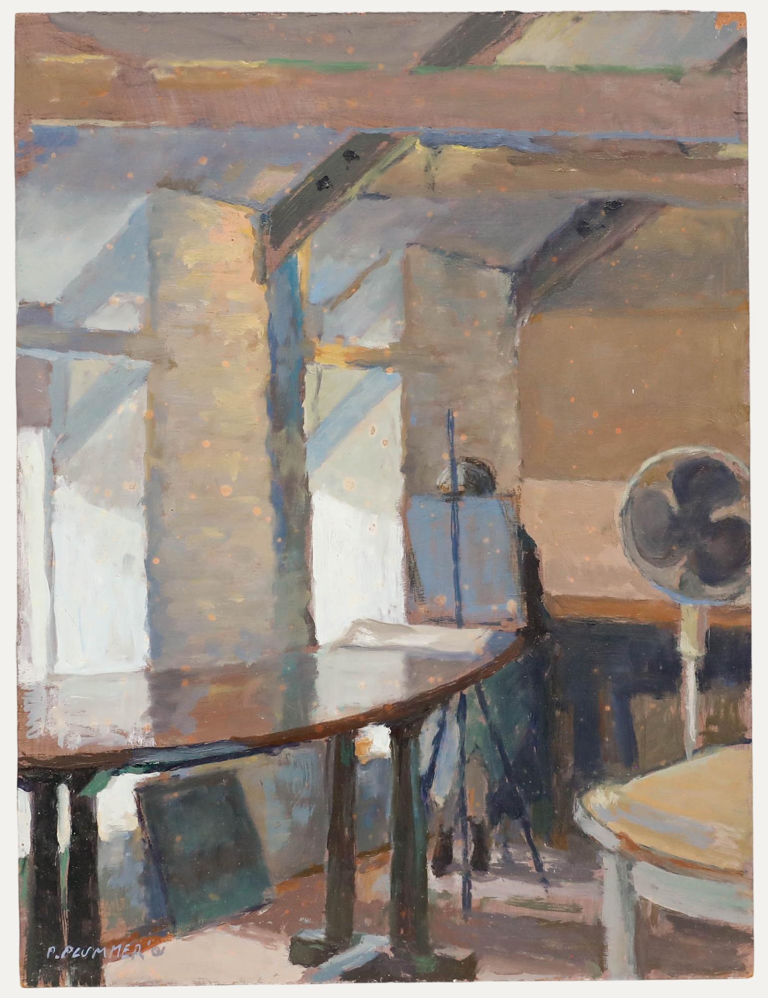 Pauline Plummer (geb. 1933) - 2001 Öl, Künstlerin im Studio