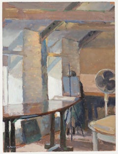 Pauline Plummer (geb. 1933) - 2001 Öl, Künstlerin im Studio