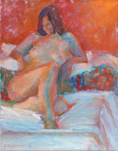 Pauline Plummer (nata nel 1933) - 2001 Olio, Studio di nudo su letto