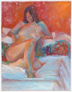 Pauline Plummer (b.1933) - 2001 Oil, Nude Study on Bed
