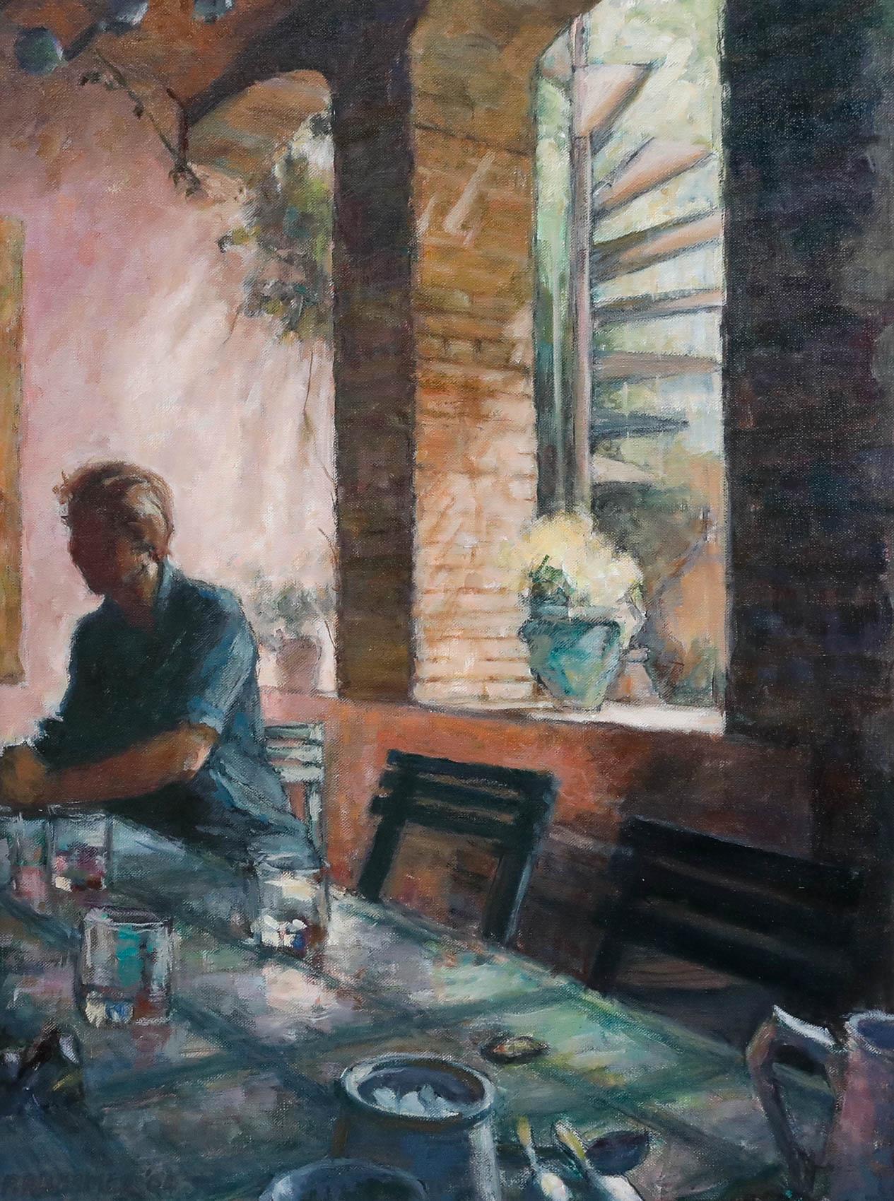 Pauline Plummer (nata nel 1933) - 2004 Olio, Interno ombroso in vendita 1