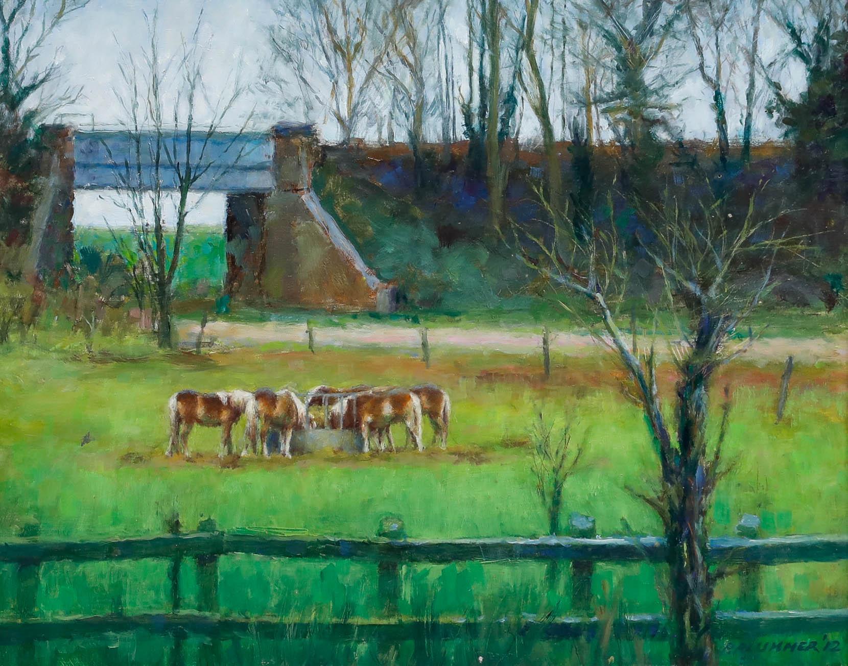 Pauline Plummer (geb. 1933) - 2012 Öl, Haflinger in Oxnead im Angebot 1