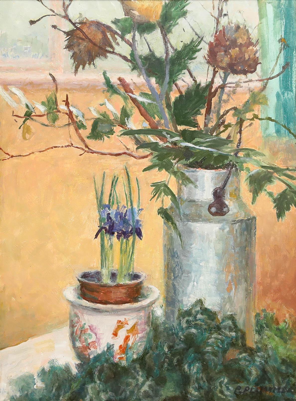 Pauline Plummer (b.1933) - 20th Century Oil, A Study of Thistles For Sale 1