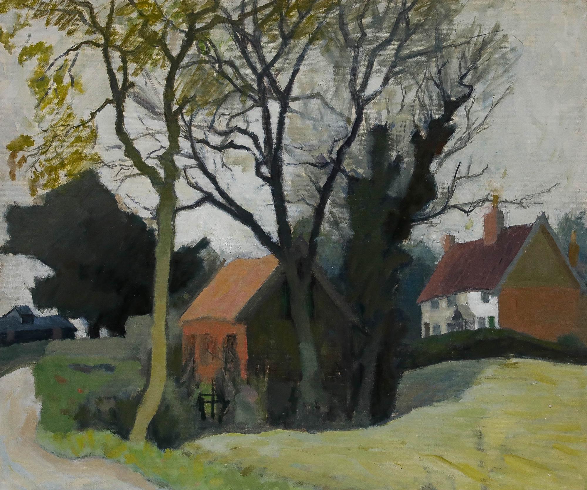 Pauline Plummer (b.1933) - 20th Century Oil, A Village in Sussex For Sale 1