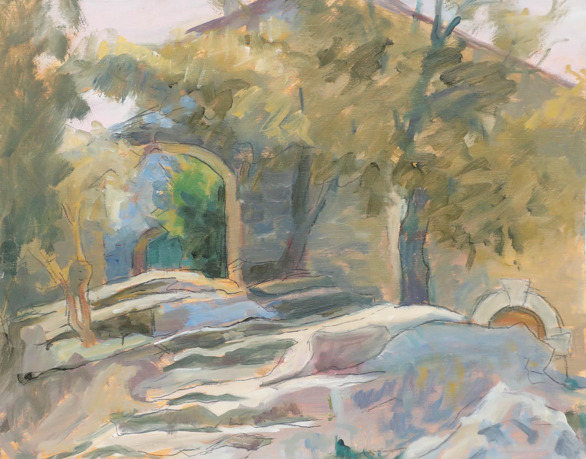 Pauline Plummer (nata nel 1933) - Olio del 20° secolo, Giardini d'autunno in vendita 1