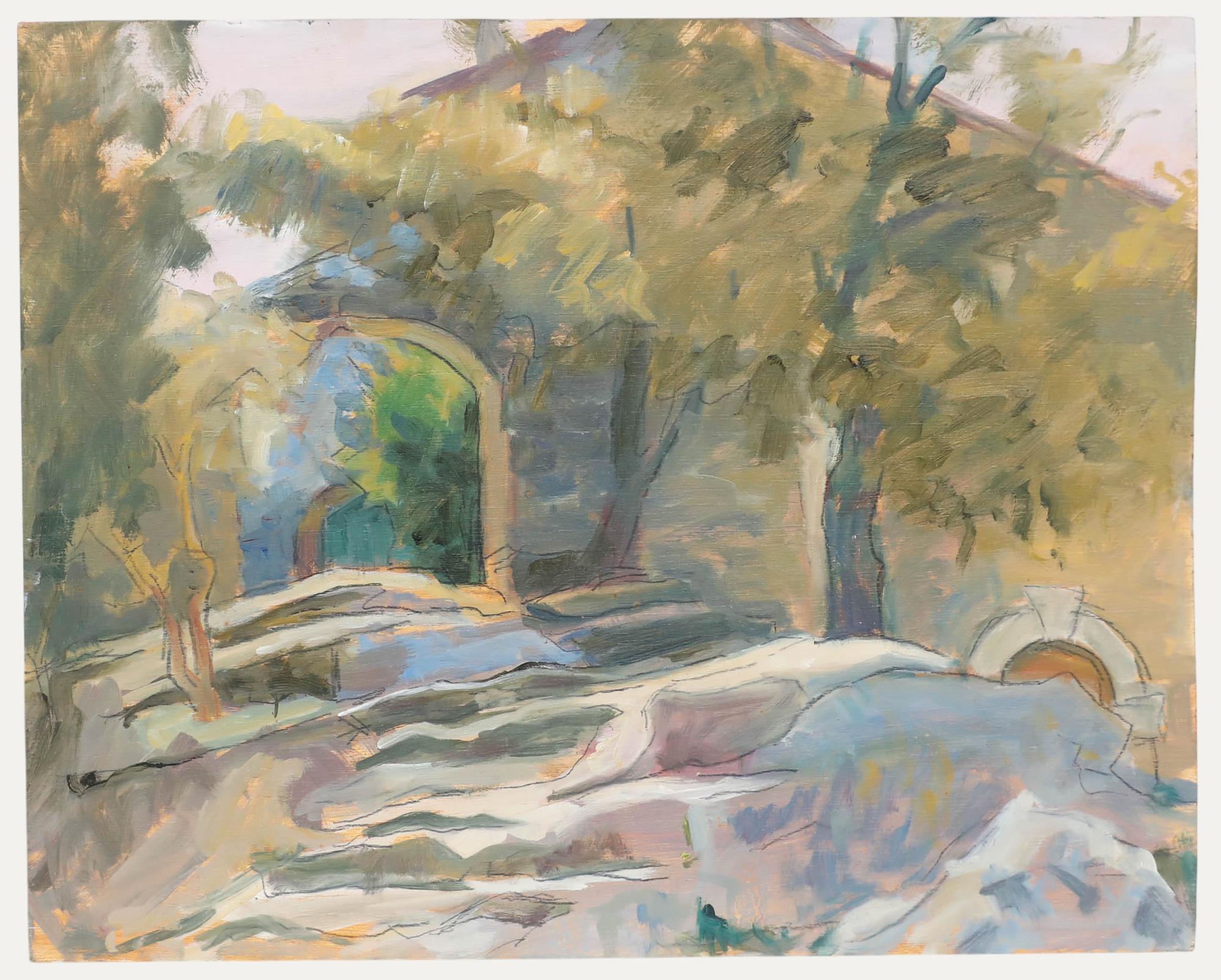 Pauline Plummer (nata nel 1933) - Olio del 20° secolo, Giardini d'autunno