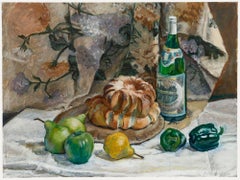 Pauline Plummer (geb. 1933) - 20. Jahrhundert Öl, Bauernbrot und Früchte