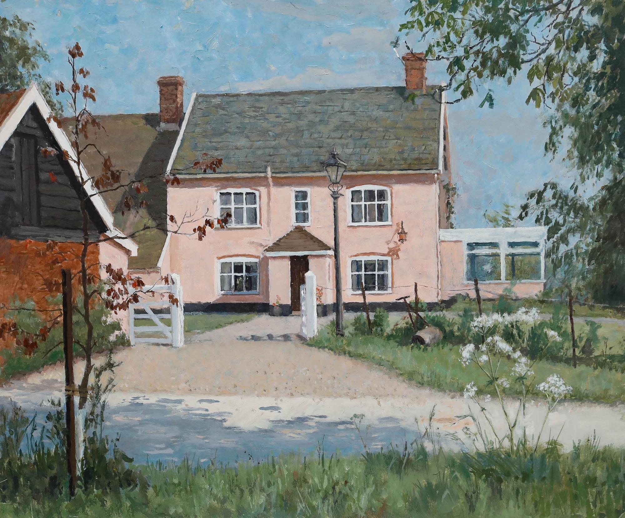 Pauline Plummer (geb. 1933) - 20. Jahrhundert Öl, Bauernhof in Horham im Angebot 1