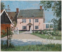 Pauline Plummer (geb. 1933) - 20. Jahrhundert Öl, Bauernhof in Horham