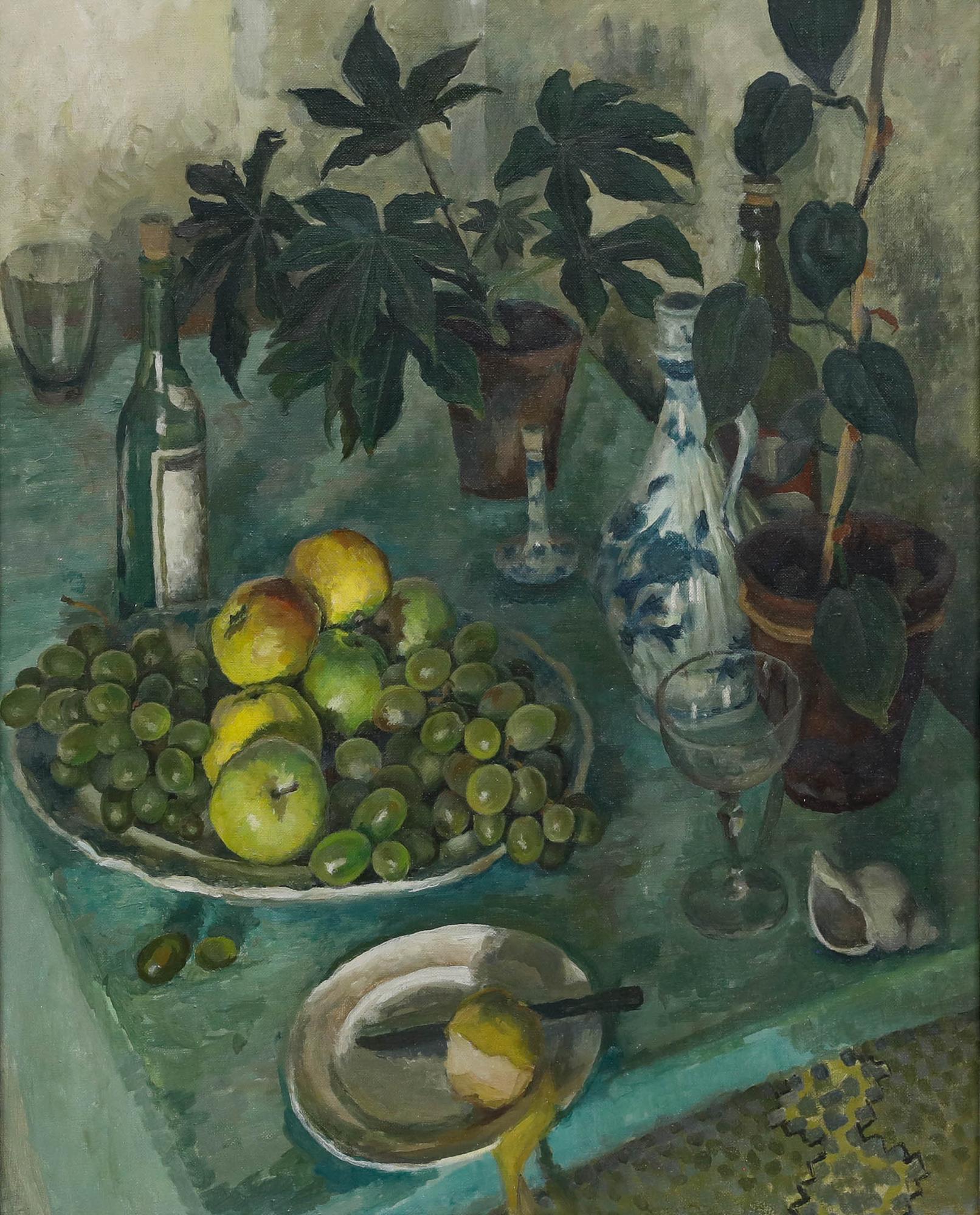 Pauline Plummer (geb. 1933) - 20. Jahrhundert Öl, Früchte und Pflanzen Stillleben im Angebot 1
