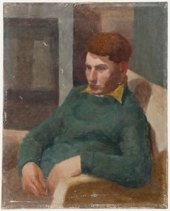 Pauline Plummer (née en 1933) - 20e siècle Huile, Gentleman dans un fauteuil