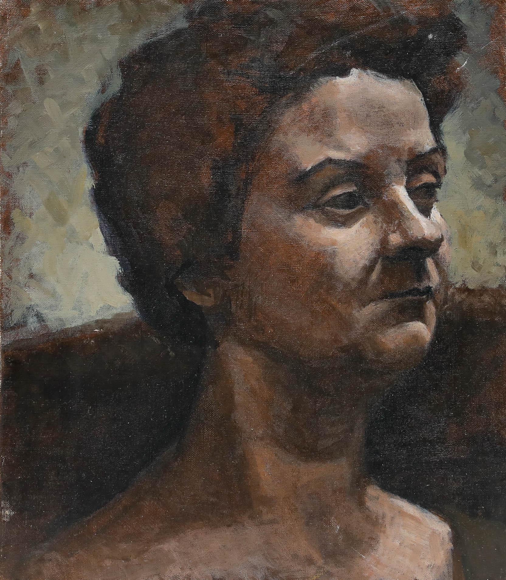 Pauline Plummer (née en 1933) - 20e siècle Huile, Étude de tête d'une dame en vente 1