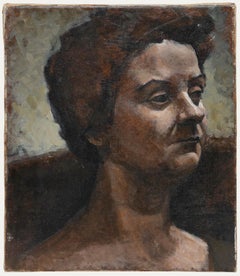 Pauline Plummer (née en 1933) - 20e siècle Huile, Étude de tête d'une dame