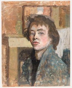 Pauline Plummer (née en 1933) - Huile du XXe siècle, Dame en veste verte